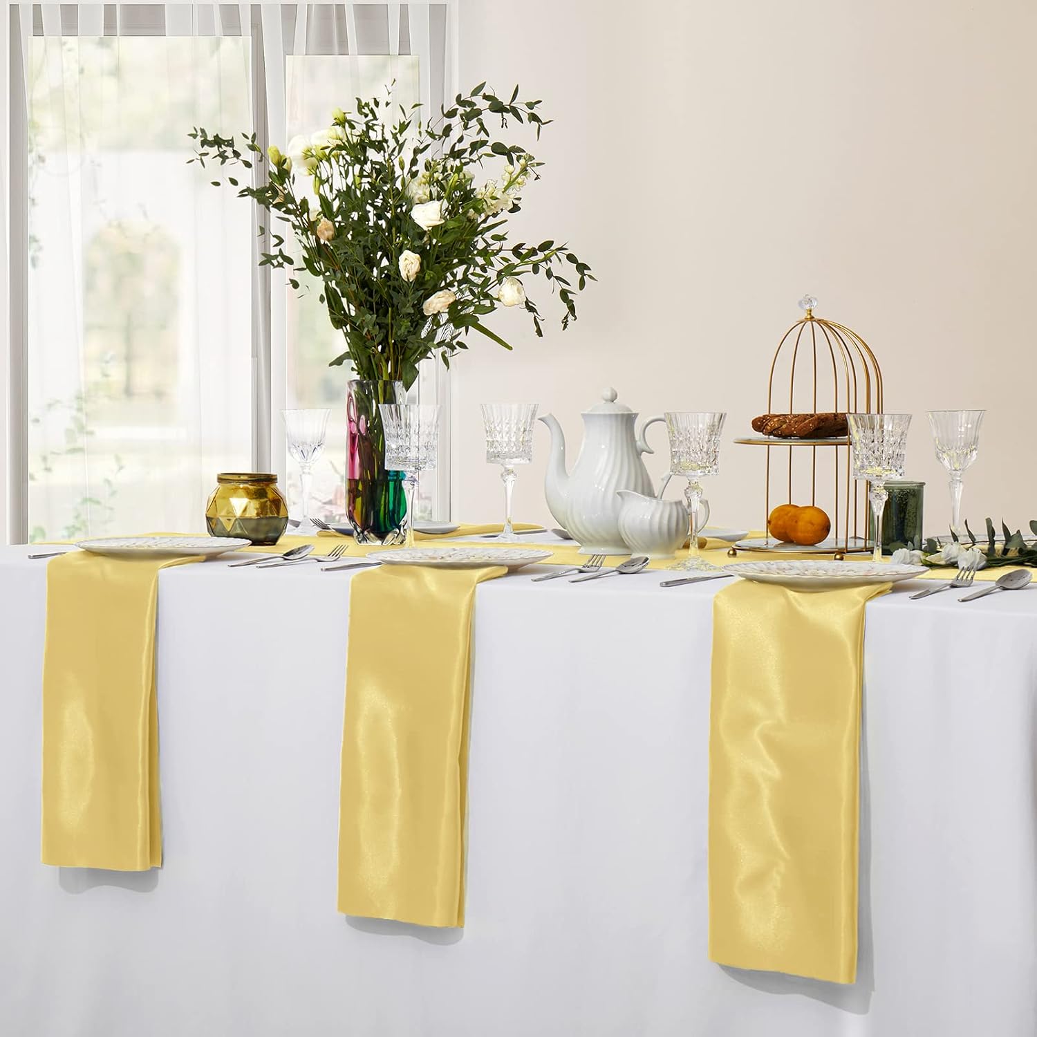 Horbaunal 30 Pack Gold Satin Napkins 17 x 17 Inch image 4