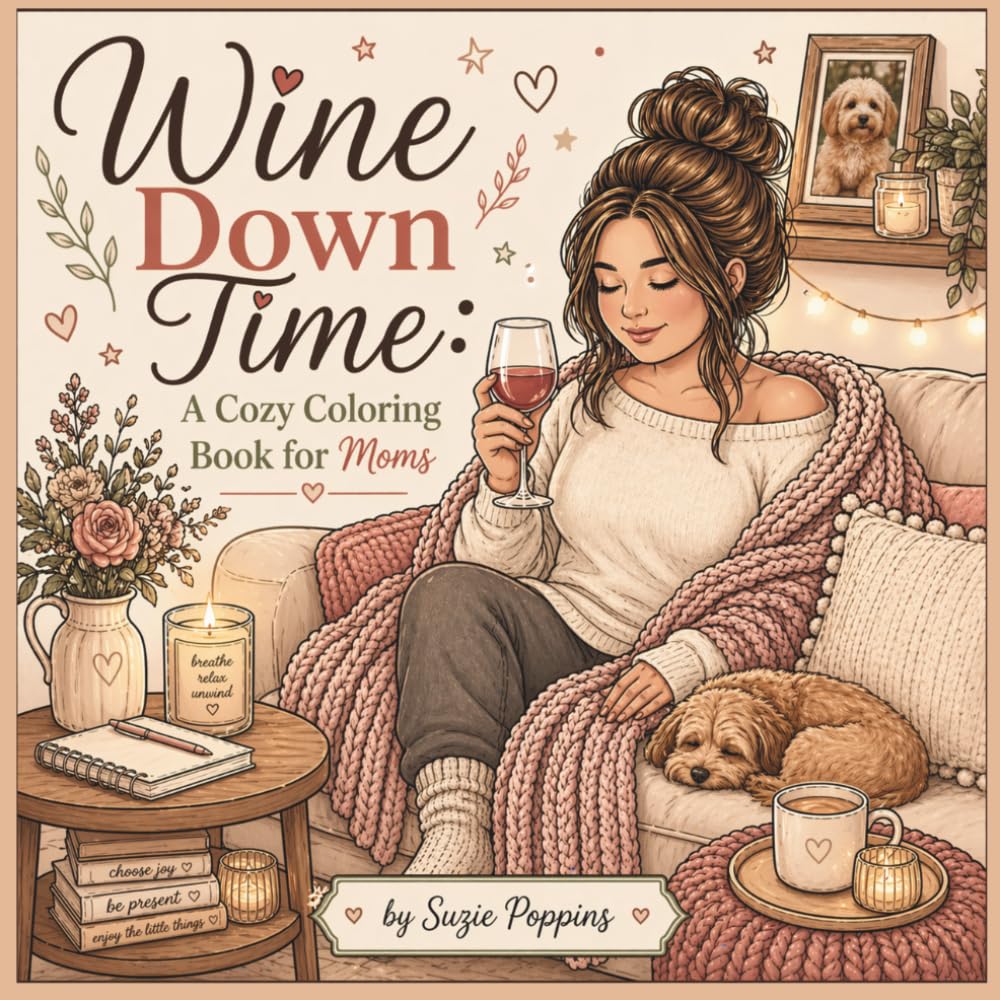 Wine Down Time: A Cozy Coloring Book for Moms: Relaxing and Cozy Coloring Pages for Stress Relief, Self-Care, Quiet Moments, and Mindful Evenings