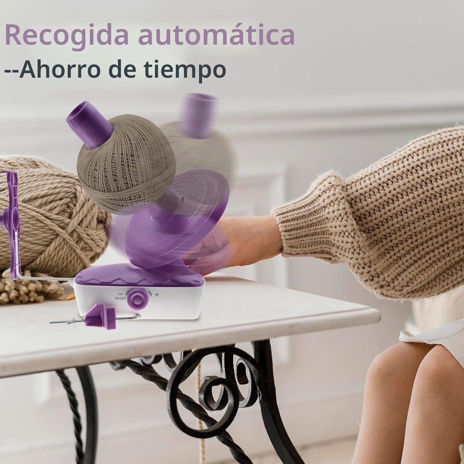 JAOGAUS Bobinadora de Hilo Eléctrica, Devanadora Lana | con Velocidad Continua y Gran Capacidad, Sistema de Doble Resorte de Alta Tensión para Tejer y Hacer Crochet
