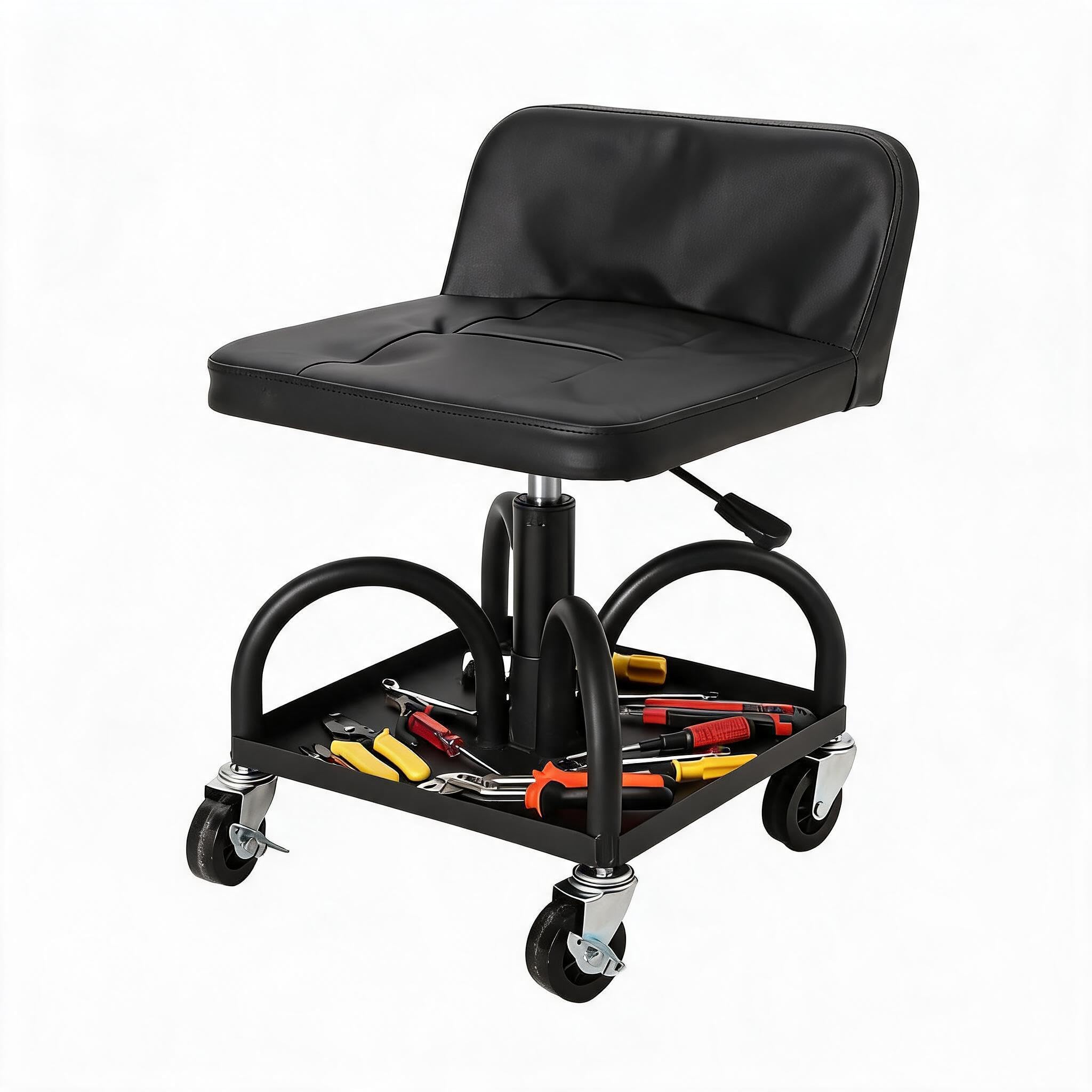 Tabouret roulant – Hauteur réglable 40-53 cm, capacité 136 kg