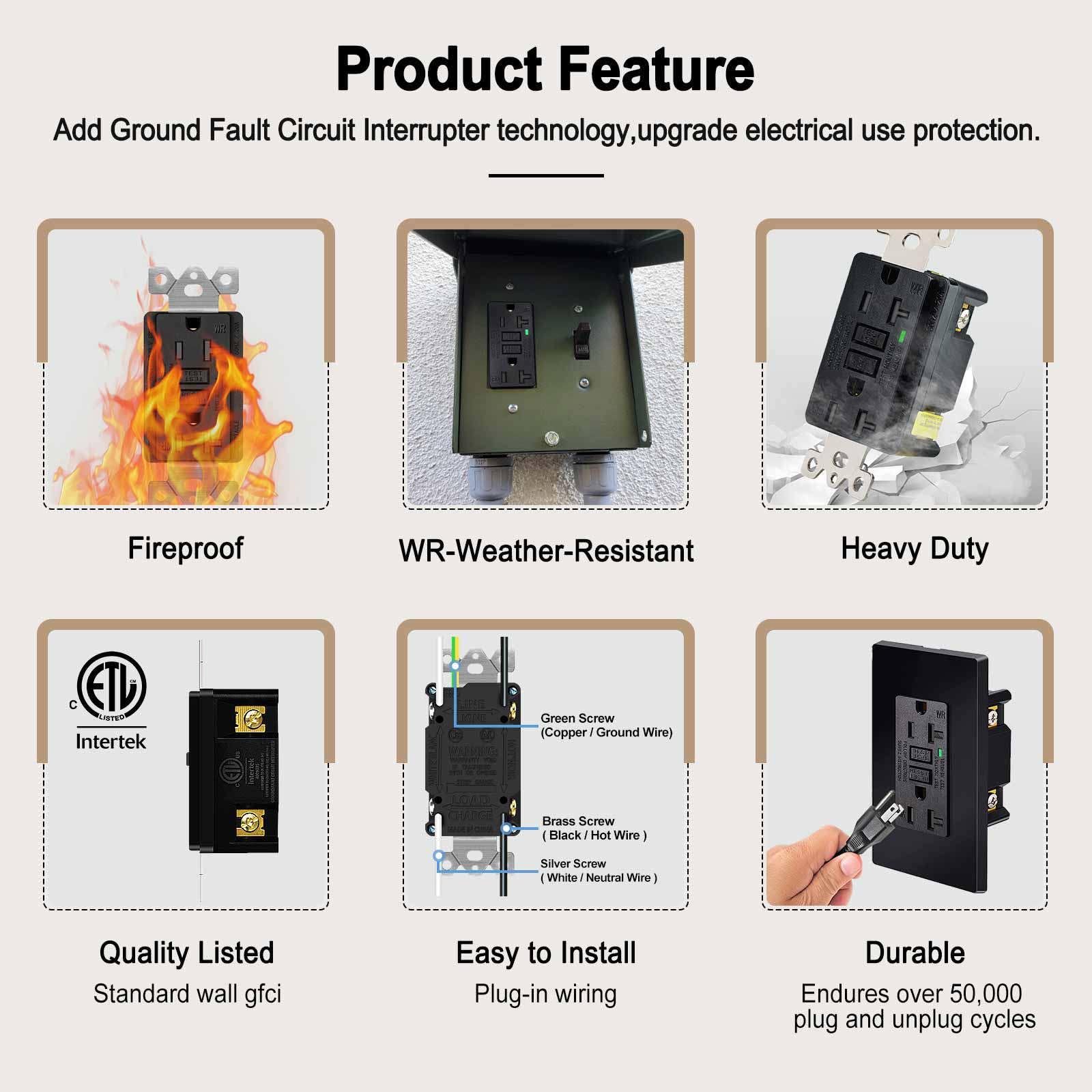GFCI Outlets - 10 Pack, Weather Resistant -4 GFCI Outlets - 10 Pack, Weather Resistant -4