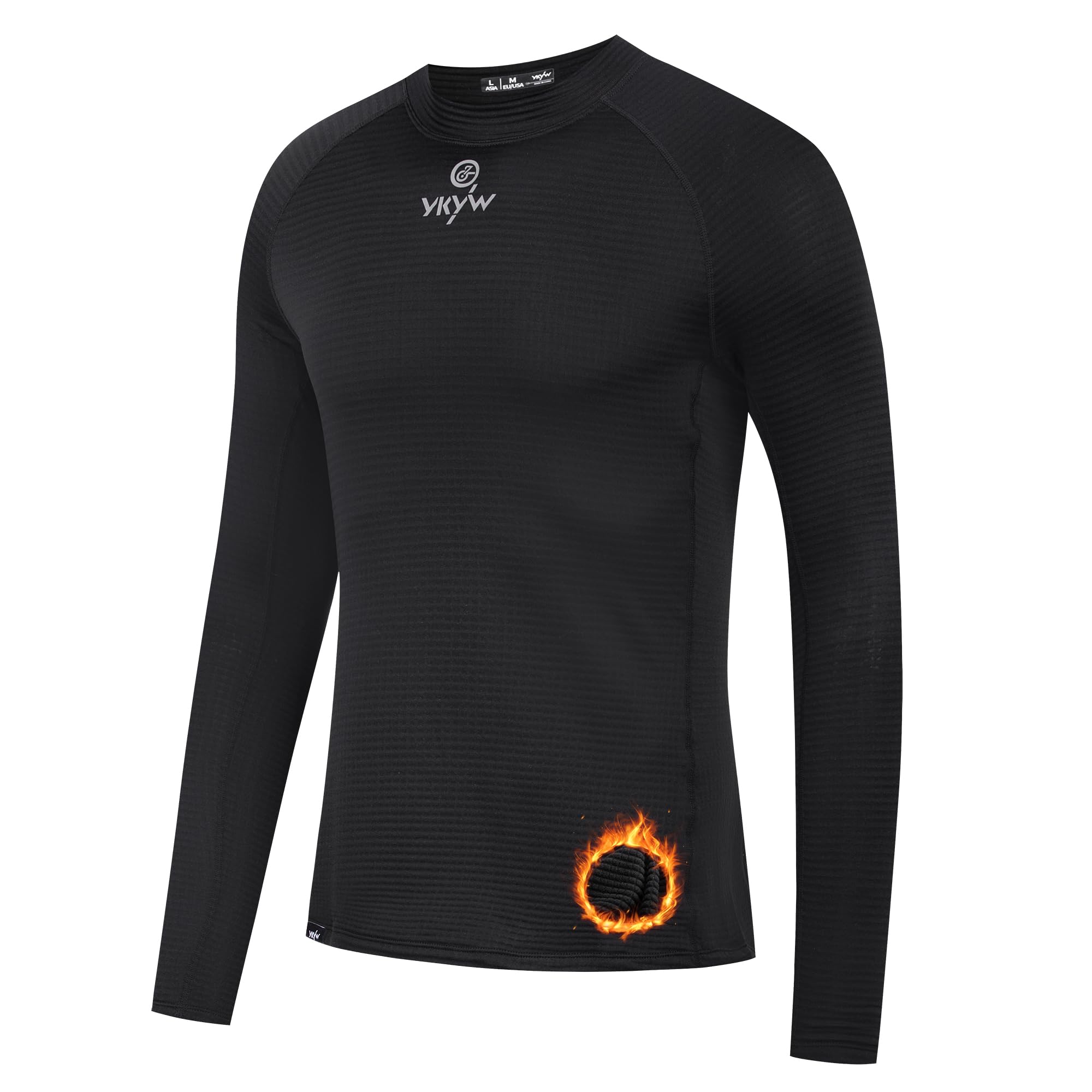 YKYWBIKE Thermo-Langarm-Shirt für Herren, feuchtigkeitsableitendes Kompressions-Fleece, Radunterhemd, Rollkragen, Herbst und Winter