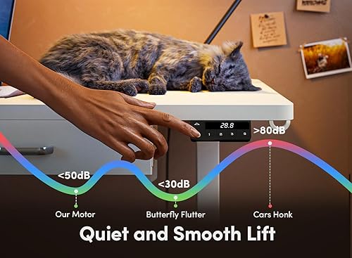 Miniatura 52 de FEZIBO Escritorio eléctrico de altura ajustable con cajón, tablero de 63 x 24 pulgadas, marco negro/parte superior negra Negro -,Luz rústica,Marrón