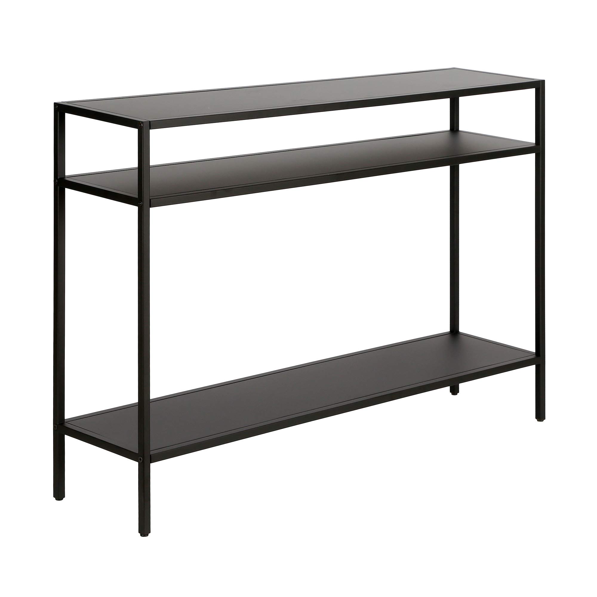 Henn&Hart Blackened Bronze Metal Shelves Console Table, 42", Black