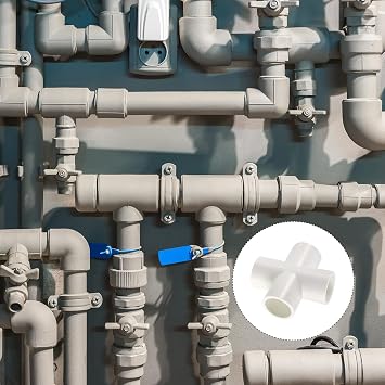 METALLIXITY Tee PVC Pipe Fitting, (1/2 Inch) 6Pcs, 4-Way Cross PVC Pipe Fittings Furniture Connector - for Water Supplies Build, Garden Shelf Greenhouse, White