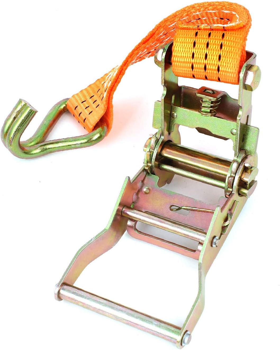 New Lon0167 Packages Goods Featured Fixed Belt Dual reliable efficacy J Hooks Ratchet Tie Down Strap 8.2ftx1.5 Orange(id:3dc e0 5d 6df)