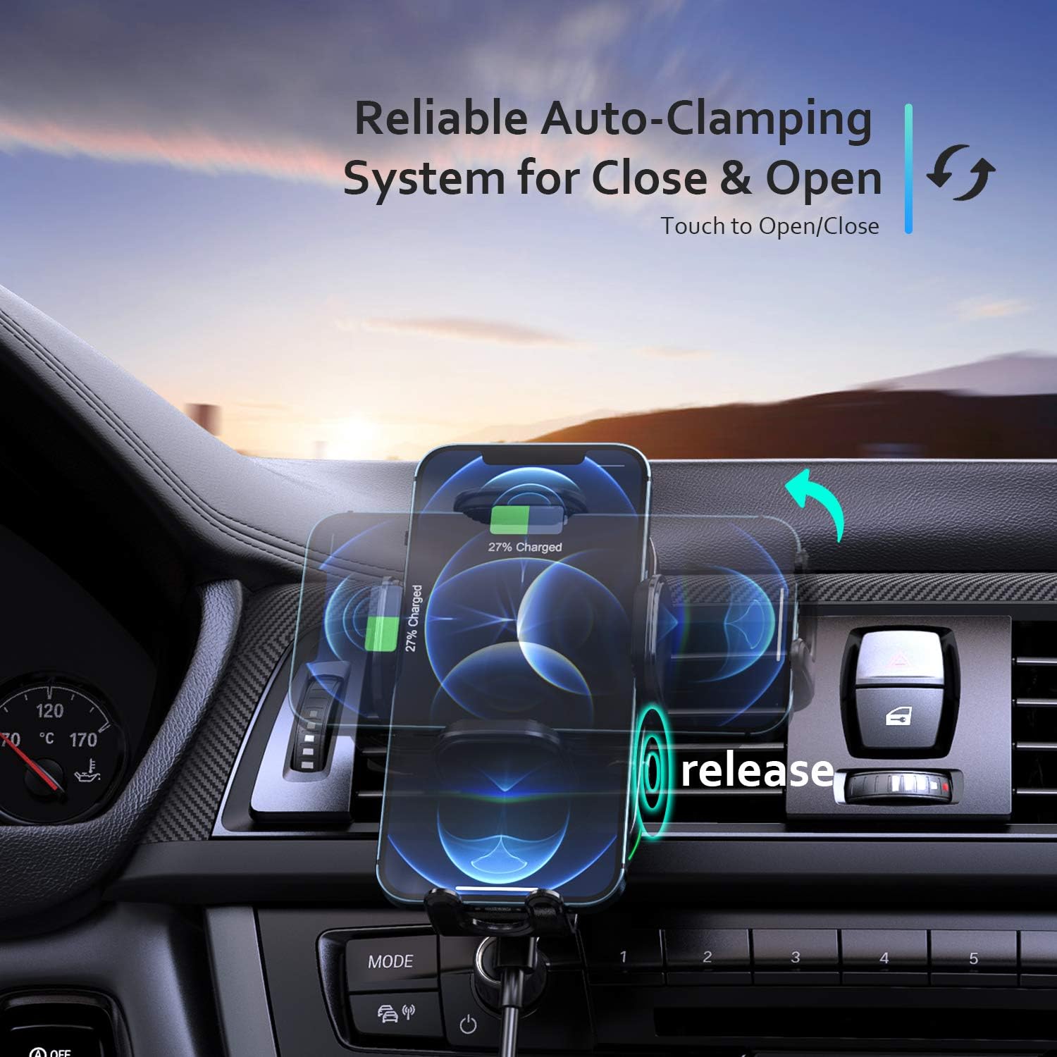 Exсluѕіvе Dіѕсоunt 70% Prісе [2021 Upgraded] 15W Wireless Car Charger, Automatic Easy One Touch Car Wireless Charger Mount, Qi-Certified, Overvoltage Protection, Auto Clamping, Fast Charging for All Qi Enabled Phone