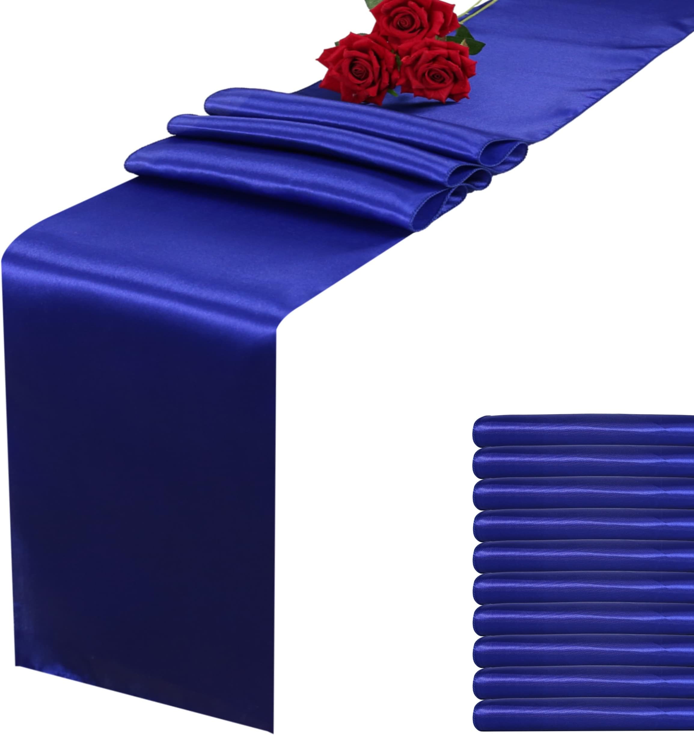 ZdadaSequin Table Runners - Pack of 10 Long Glitter Fabric Rectangle Table Runner 12 x 108 Inches for Wedding Party Events Decoratoin(Royal Blue)