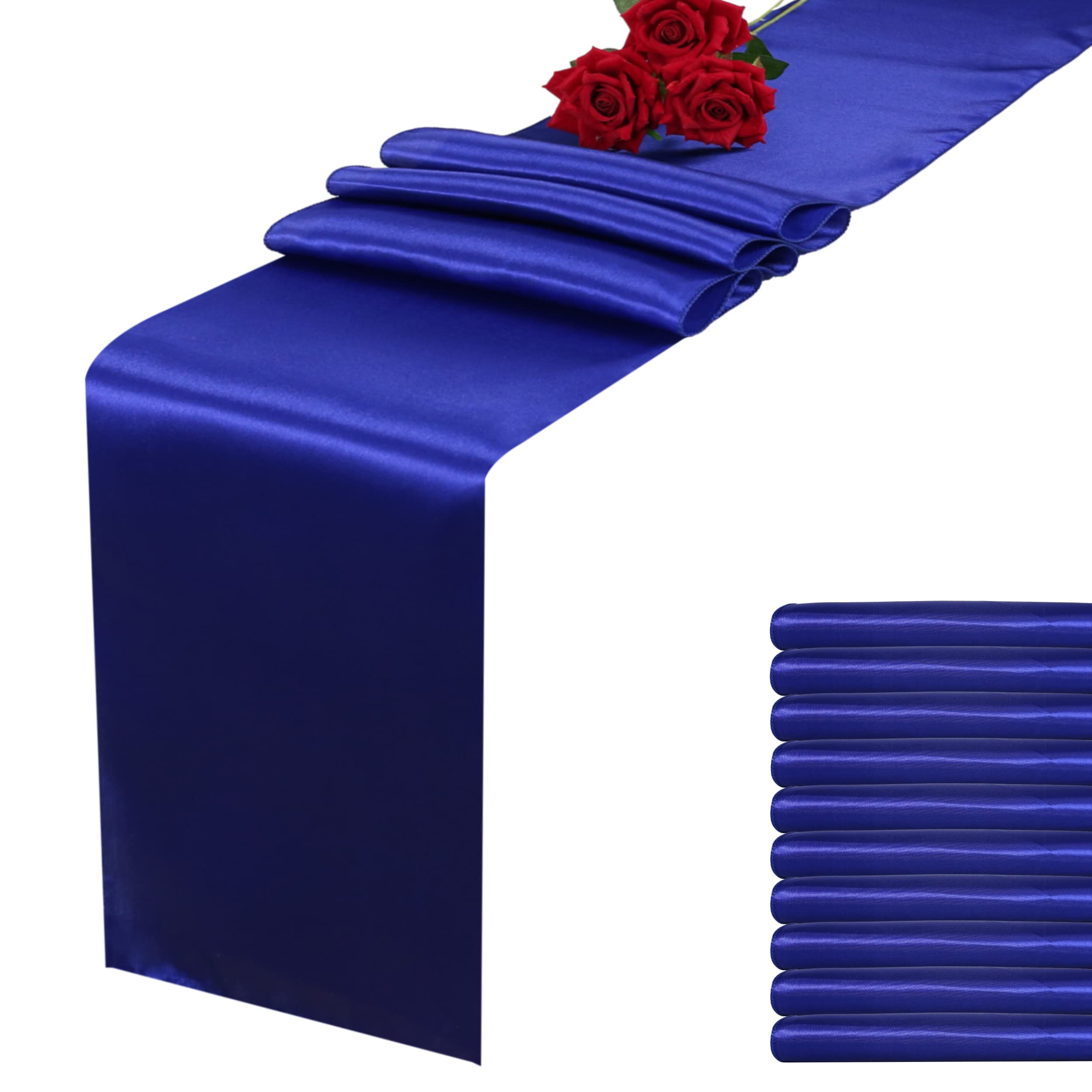 ZdadaSequin Table Runners - Pack of 10 Long Glitter Fabric Rectangle Table Runner 12 x 108 Inches for Wedding Party Events Decoratoin(Royal Blue)