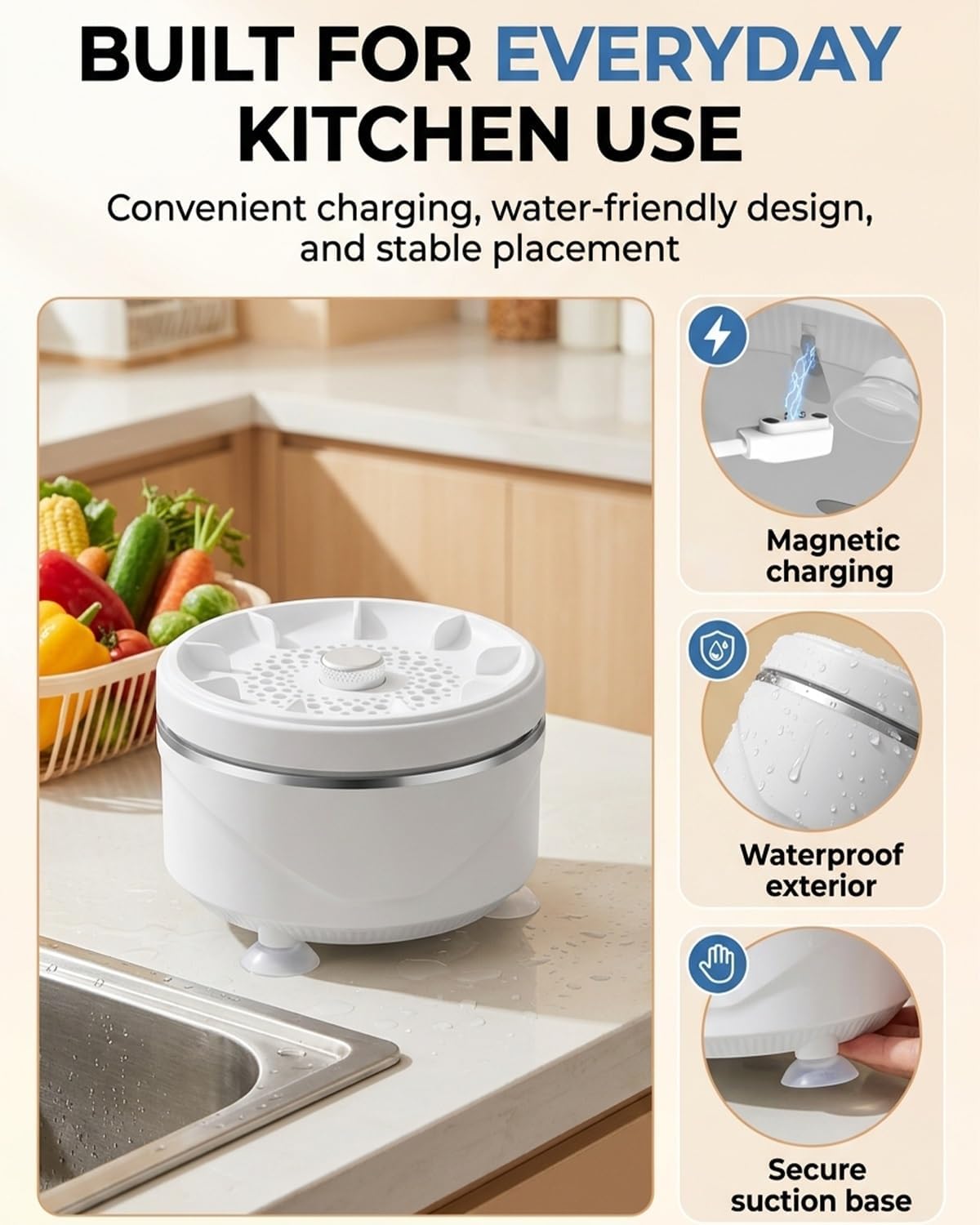 Ultrasonic Fruit and Vegetable Cleaner, 2026 New Waterproof Wireless Purifier Clean Fruit Vegetable Produce Wash Cleaner Device Machine with Titanium Electrolysis Purification for Home Kitchen(3pcs)