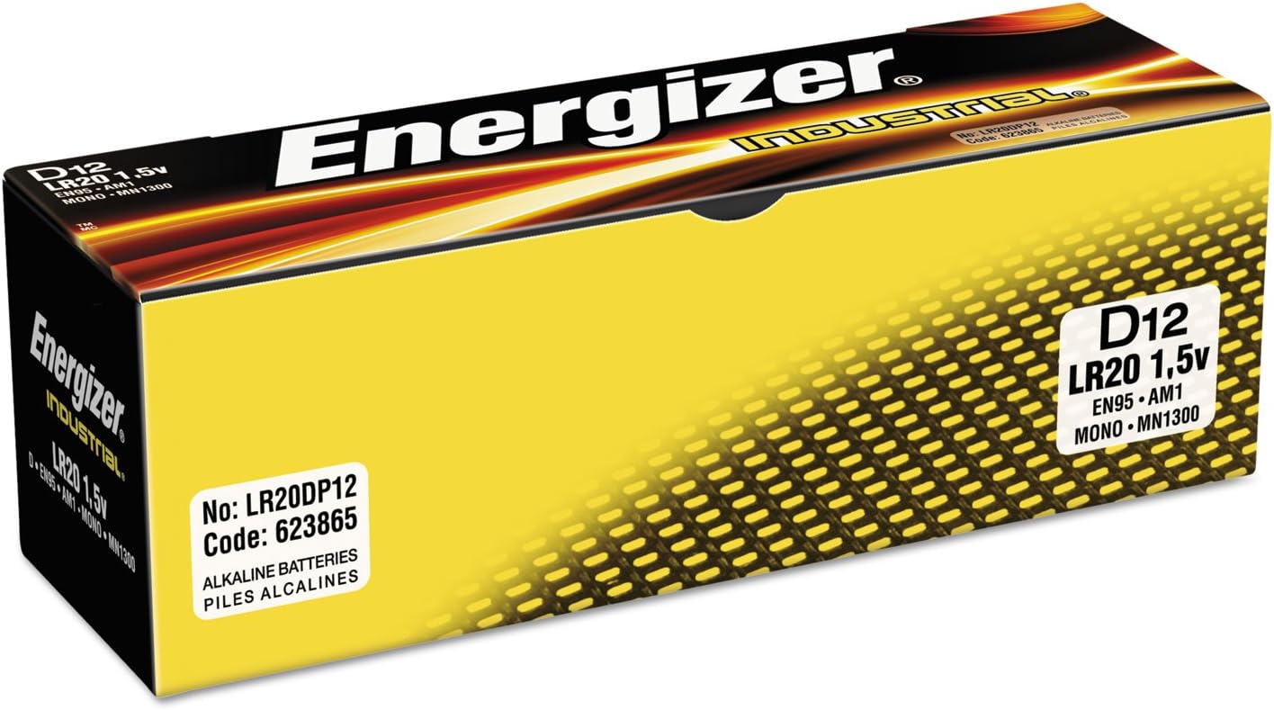 12pk Energizer D Industrial Battery Commercial Only