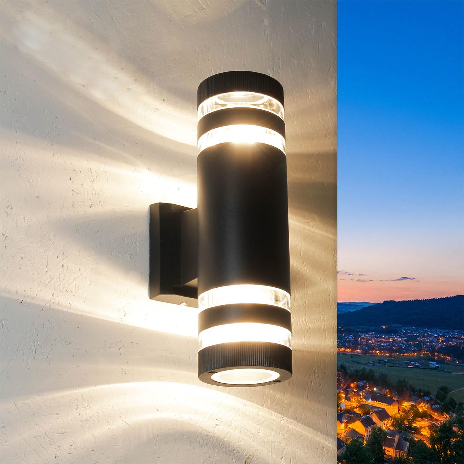 Licht-Erlebnisse Wandleuchte außen Anthrazit 2-flammig Aluminium E27 max. 40W Hauswandleuchte Außenleuchte Wand Außenbeleuchtung Hauseingang Beleuchtung Einfahrt Wandlampe Garten