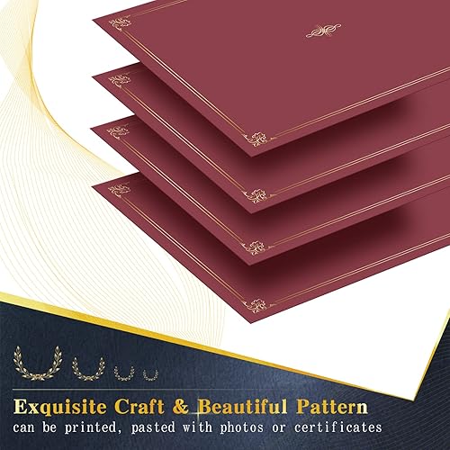 Miniatura 4 de Panelee 60 soportes para certificados con borde de lámina dorada, cubierta de diploma, carpetas de certificados, cubiertas de certificados para