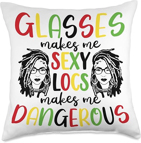 Miniatura 1 de Locs Afro Dreadlocks Love Beauty Hair Locs Make me Dangerous Afro Hair Black American African Girl Throw Pillow, 18x18, Multicolor