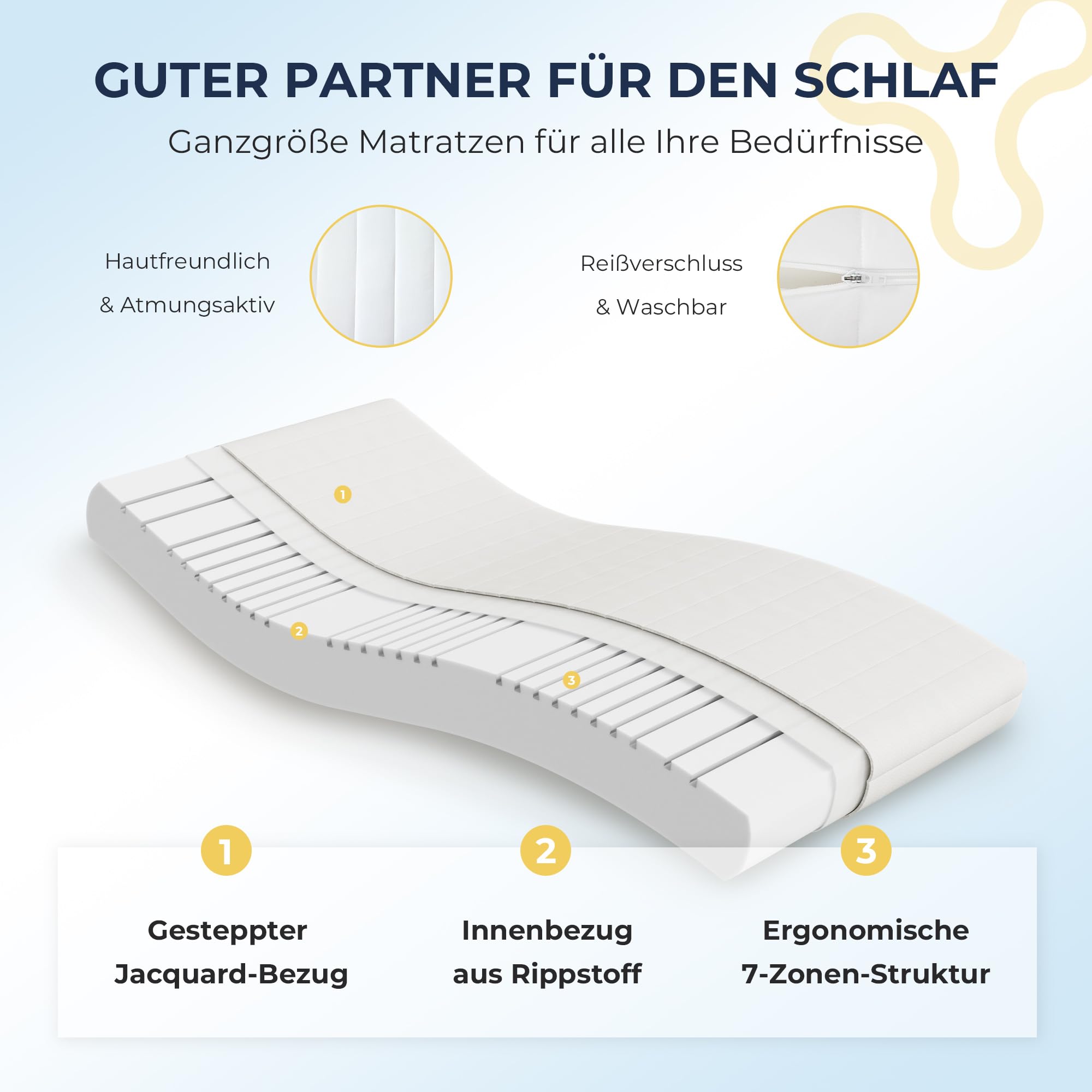 Napsie Matratze 80x200 Mittelfest 16cm - Ergonomische 7-Zonen Hochwertige Kaltschaummatratze mit waschbarem Bezug – Bild 3