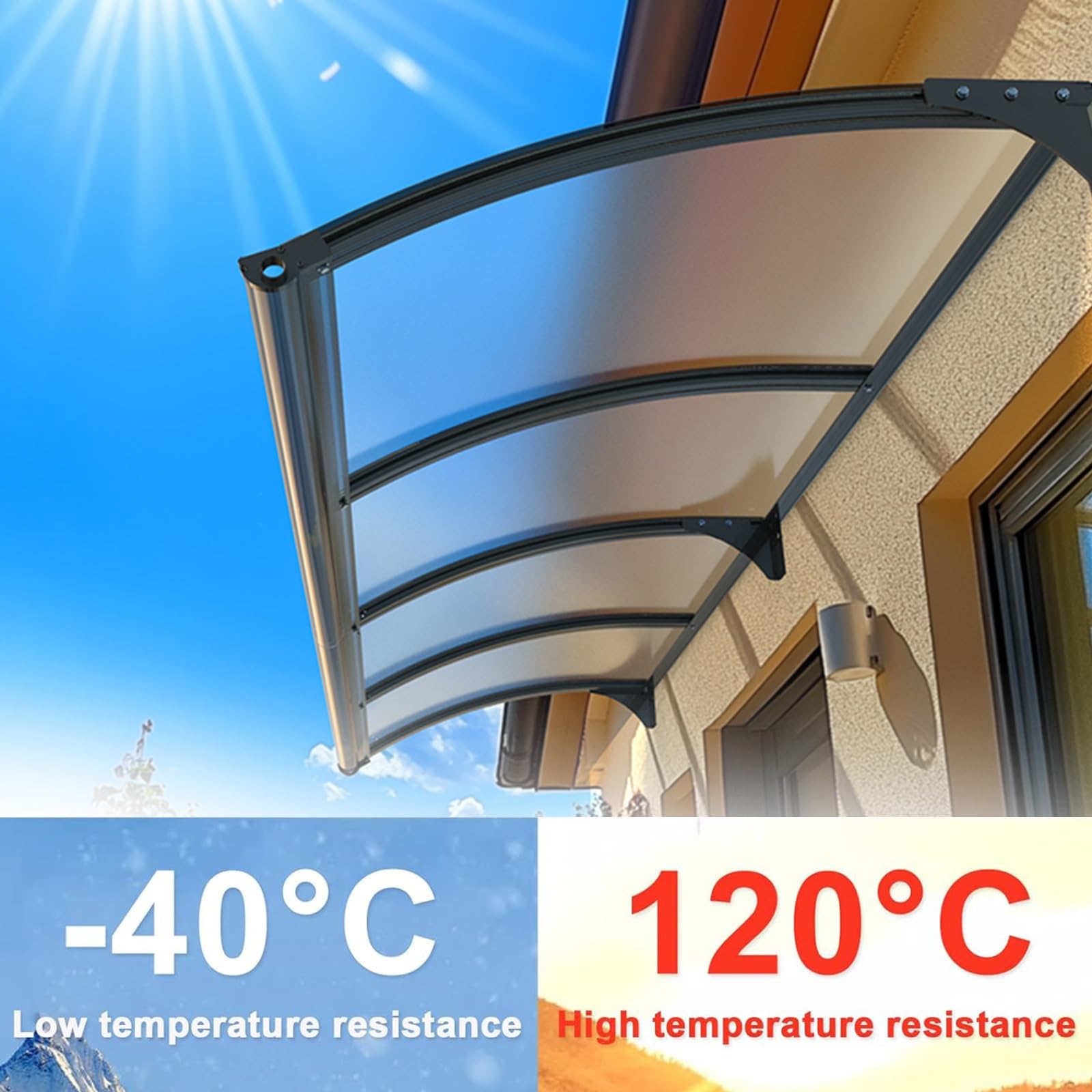 Copertura per porta in policarbonato resistente alle intemperie per esterni (80 x 160 cm), protezione elegante per case e aziende