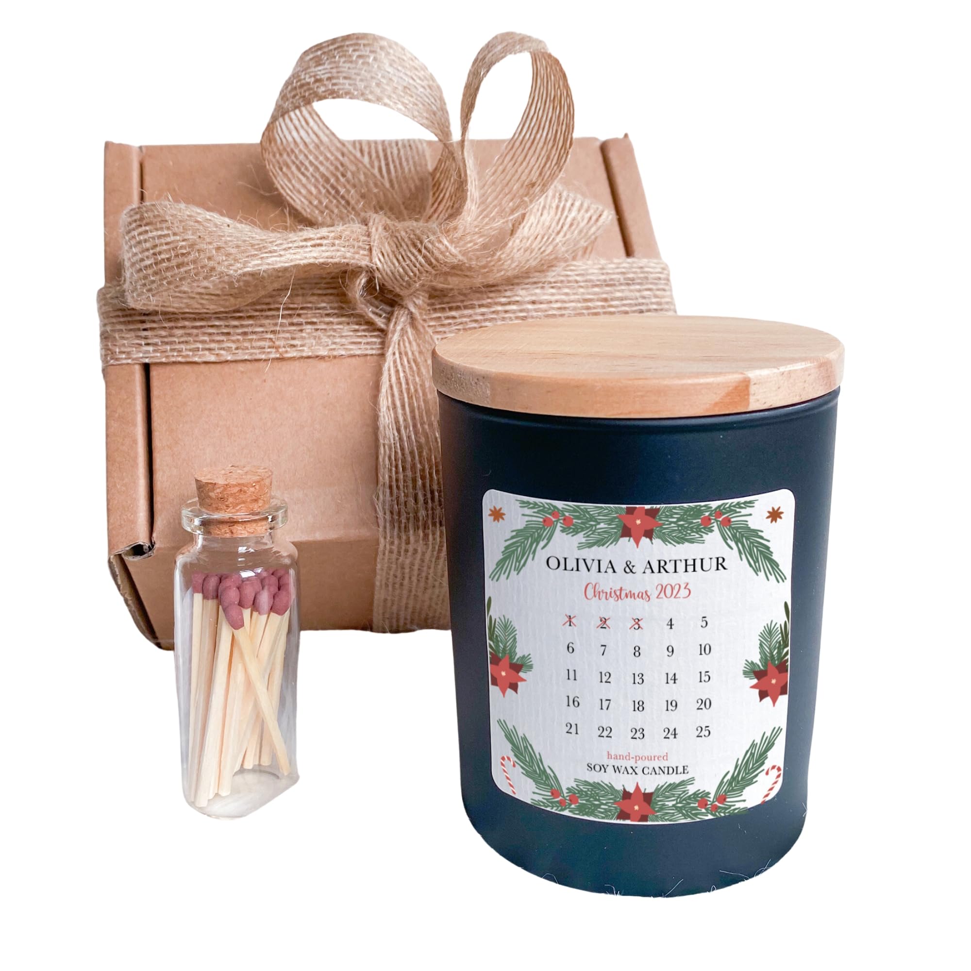 Personalised Scented Christmas Advent Calendar Candle Gift Set Contemporary Christmas Gift Cosy Candle Advent Xmas Scented Candle