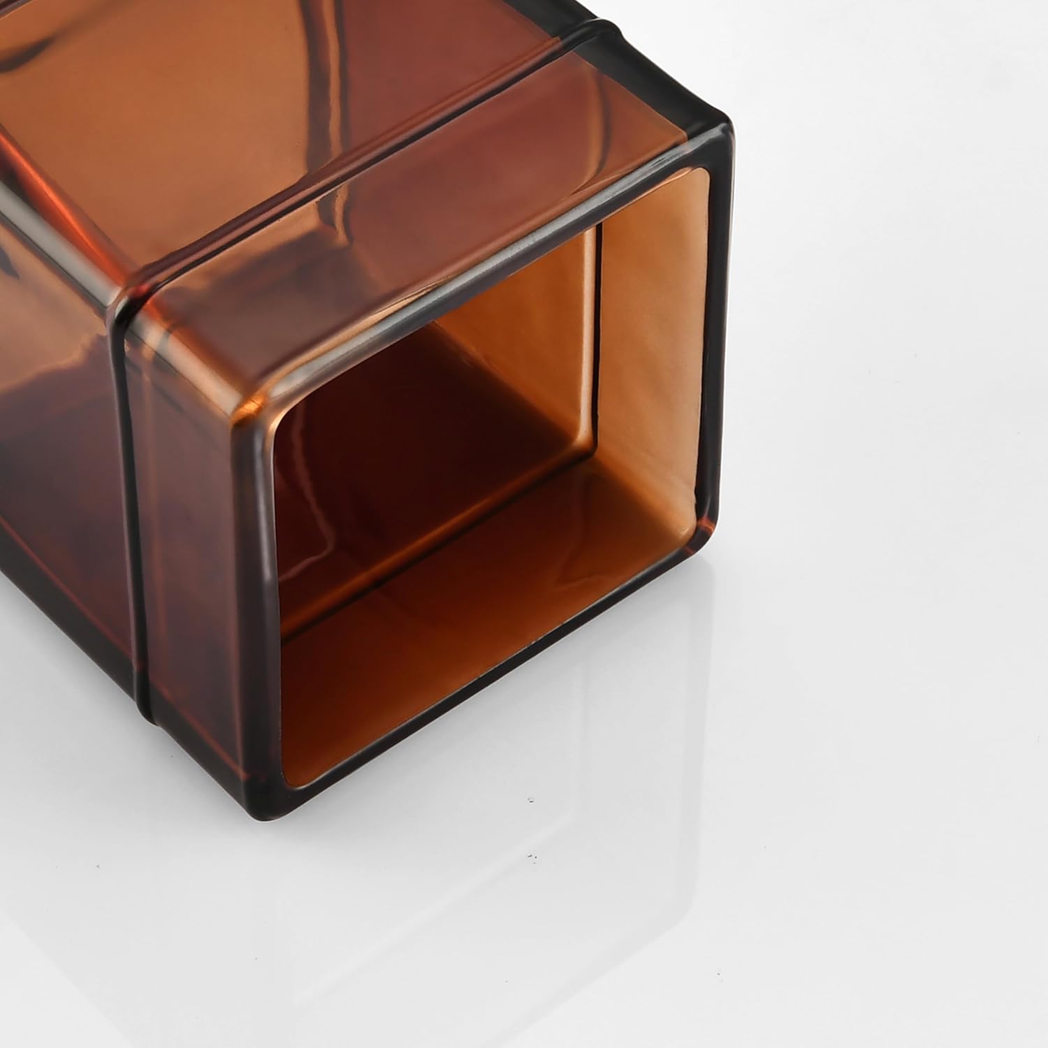 Amber Glass Cotton Jar Holder – Black Lid Elegant Bathroom Storage Canister for Qtips, Cotton Balls, Floss, Makeup Organizer, Vanity & Bathroom Organization - Image 8