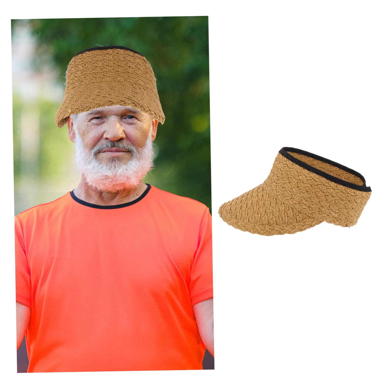 Ipetboom cilindro vuoto Uomini visiera cappello vuoto Spiaggia cappello sole capello per sole cappello in paglia intrecciata cappuccio di protezione solare Cannuccia Khaki