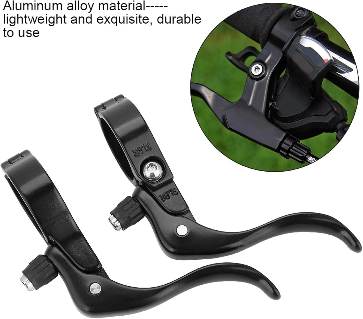 Bicycle Brake Lever Set, 2pcs Bike Bicycle Brakes for 31.8mm Handlebar(Black, 12)