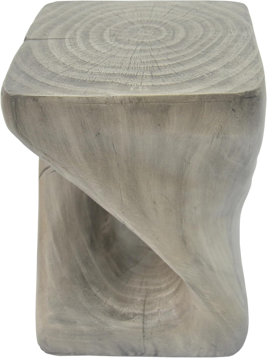Christopher Knight Home Novi Outdoor Accent Table, Twist-Shaped MGO Sofa Side End Table, Garden Stool for Patio Balcony Beach Pool, Lightweight Concrete, Wood-Like Texture, Gray