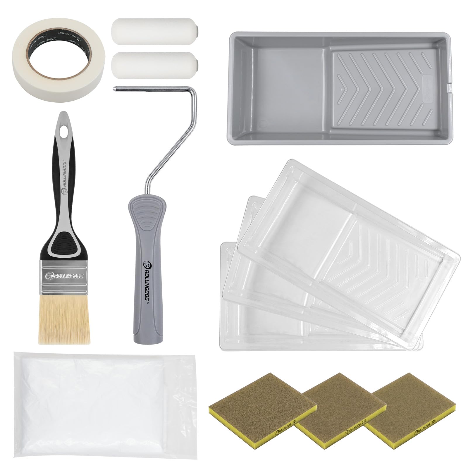 ROLLINGDOG 4 Inch Paint Roller Set-13PC Painter’s Cabinet Set(100mm)