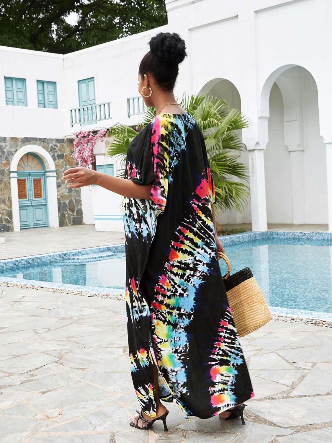 Kaftan for Women Plus Size Bathing Suit Cover up Batwing Dress Loose fit Moroccan Caftan mumu Dresses for Women - Image 4