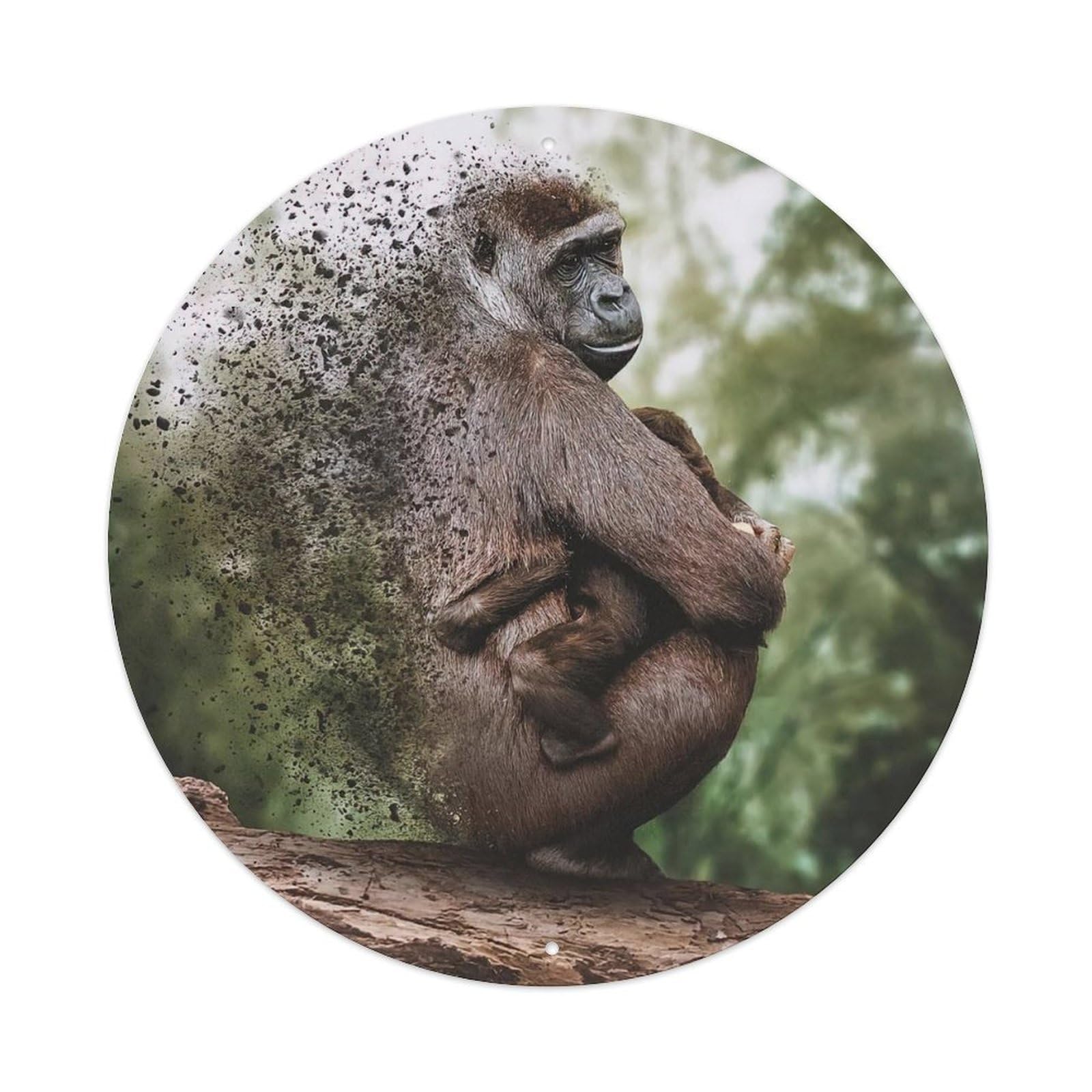 Animals Artwork Disappearing Monkey Vintage Metal Tin Sign Plaque Wall Decor for Cafe, Club Bar, Office, Garden Metal Poster 8x8Inch