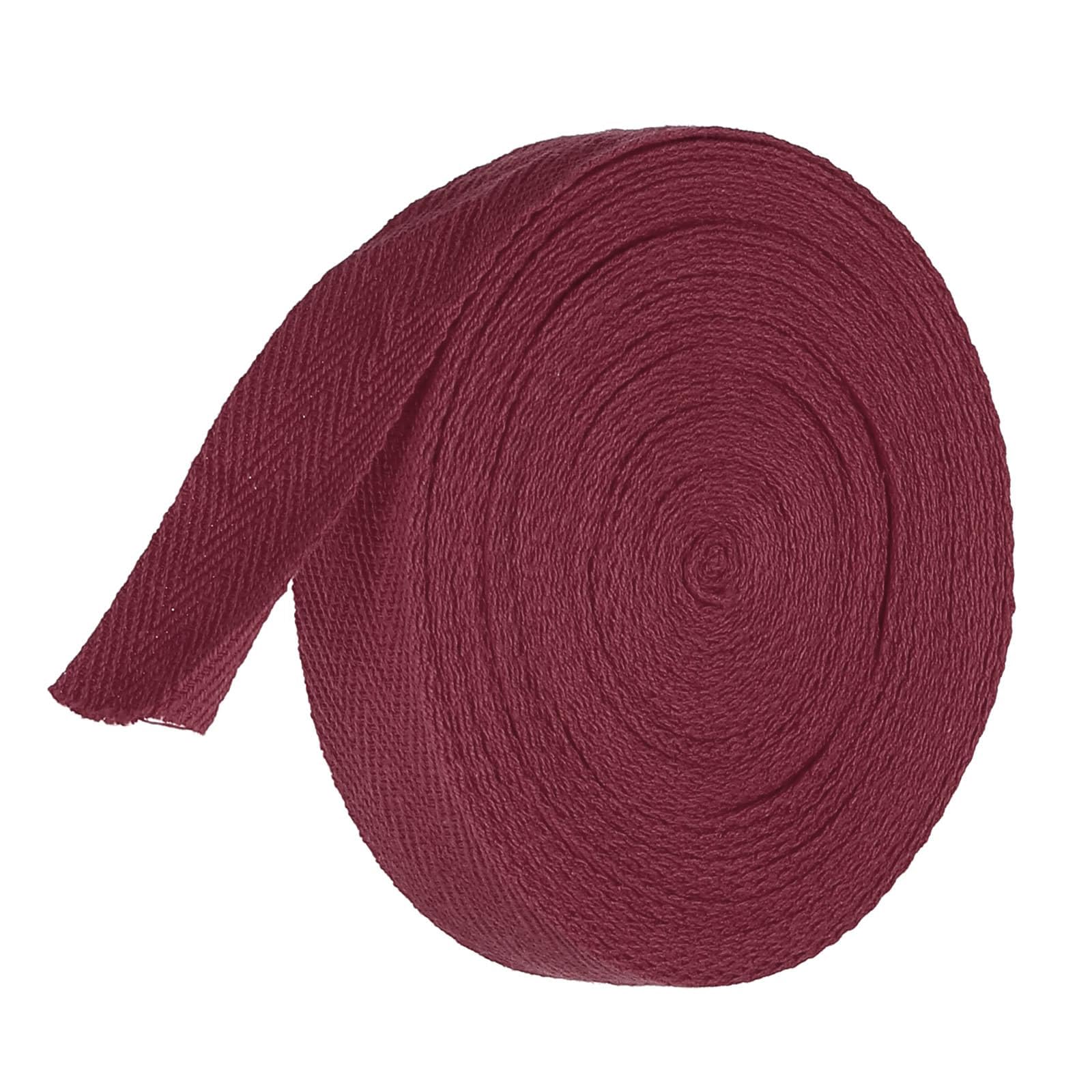 TA-VIGOR Cotton Twill Tape 20mm x 10 Yards Herringbone Webbing Burgundy Red