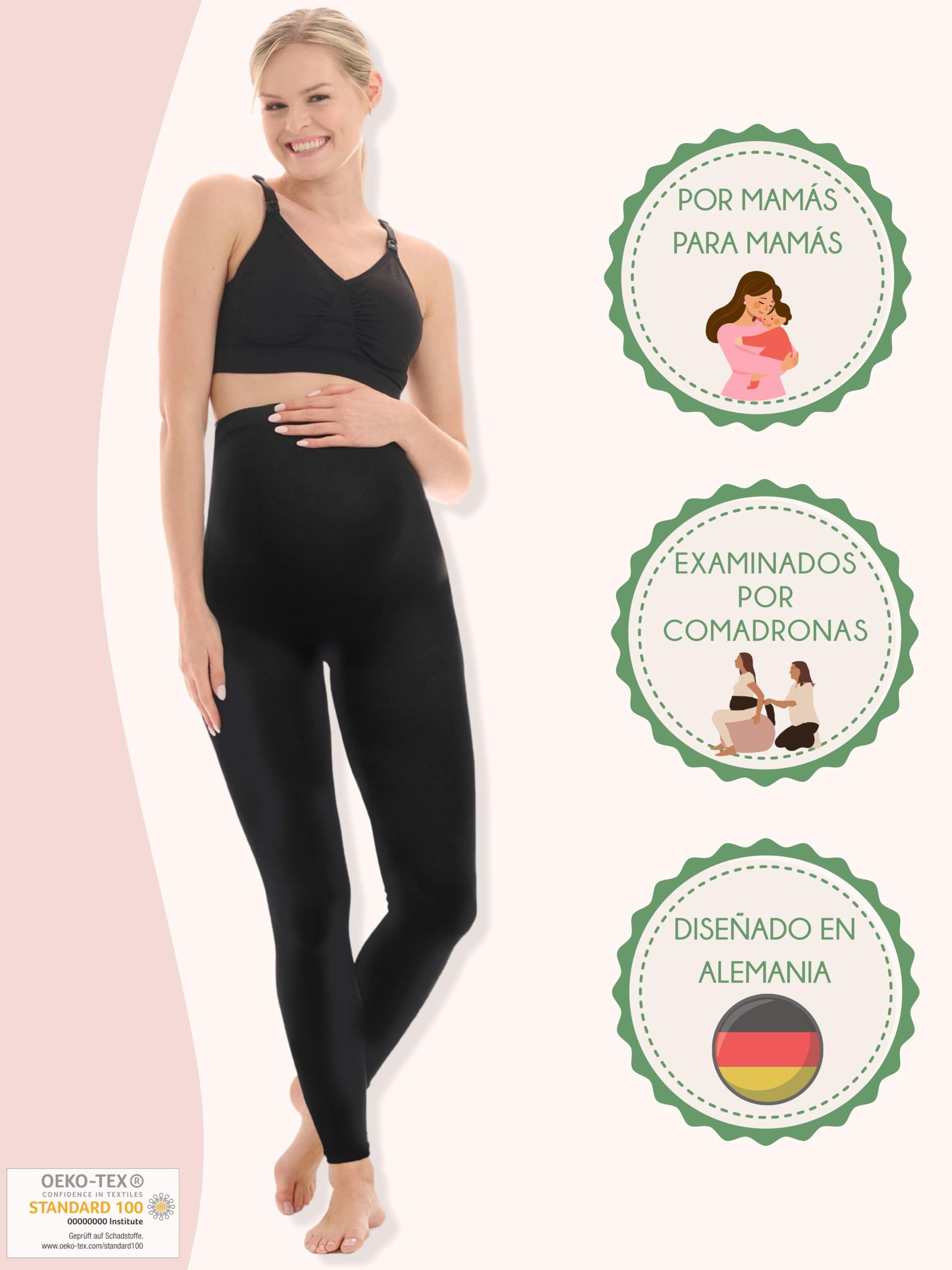 Herzmutter Leggings Premama - Mallas Maternidad - Mallas Premama - Embarazo - Cintura Alta - opacos - elástico - Ropa premamá - 1900