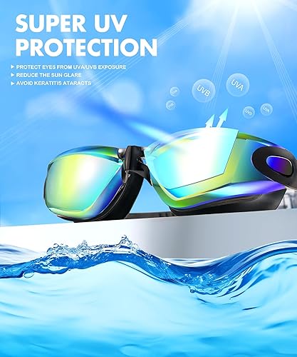 Miniatura 3 de NSSIW Gafas de natación para adultos, para hombres y mujeres antivaho sin fugas y campo de visión ultra ancho, paquete de 3