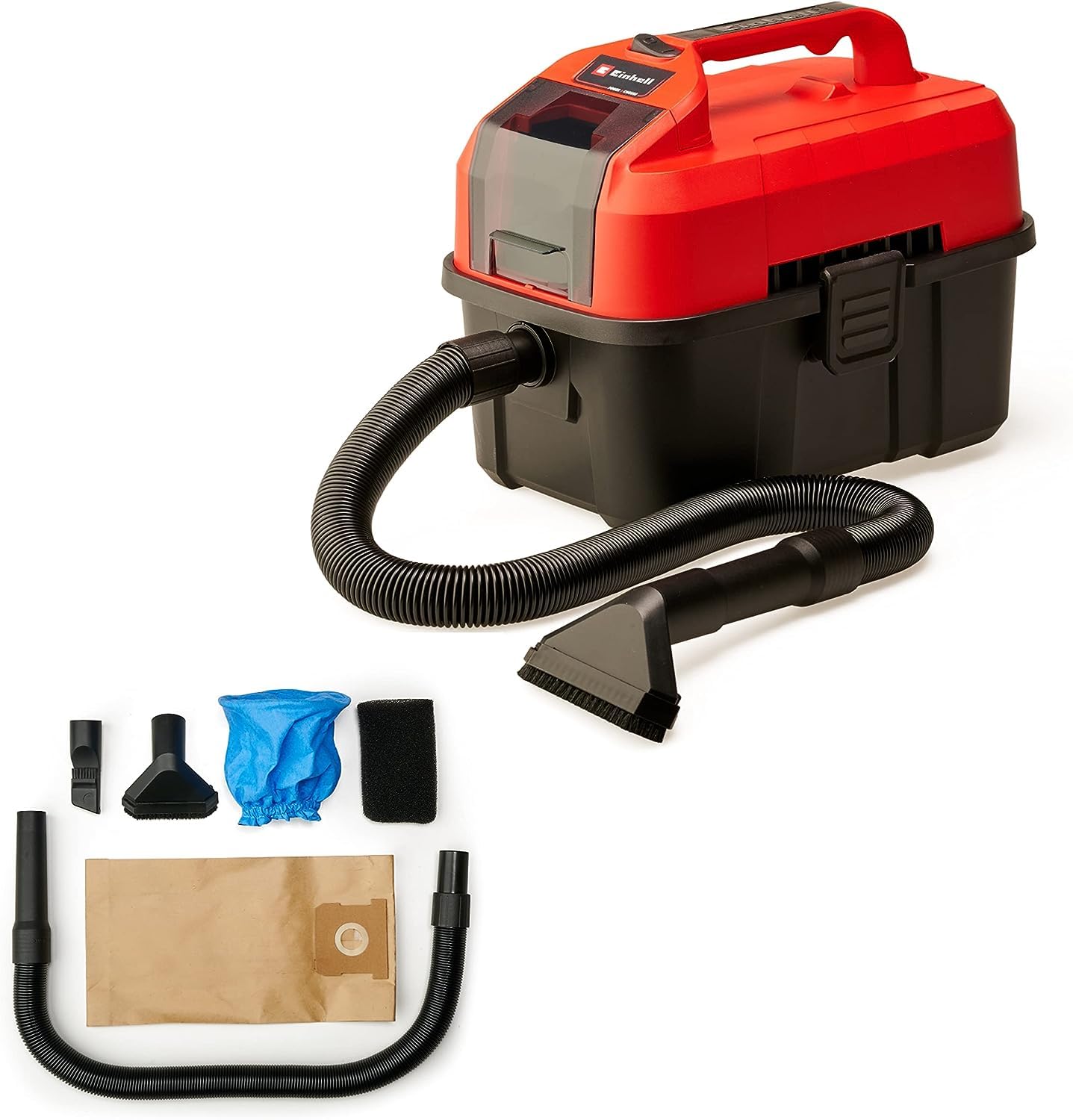 Einhell Aspirador inalámbrico TE-VC 18/10 Li-Solo Power X-Change (18 V, Iones de Litio, 10 L, Incl. Manguera de 2 m, Boquilla de Hendidura + Boquilla de tapicería/Universal, sin batería ni Cargador)