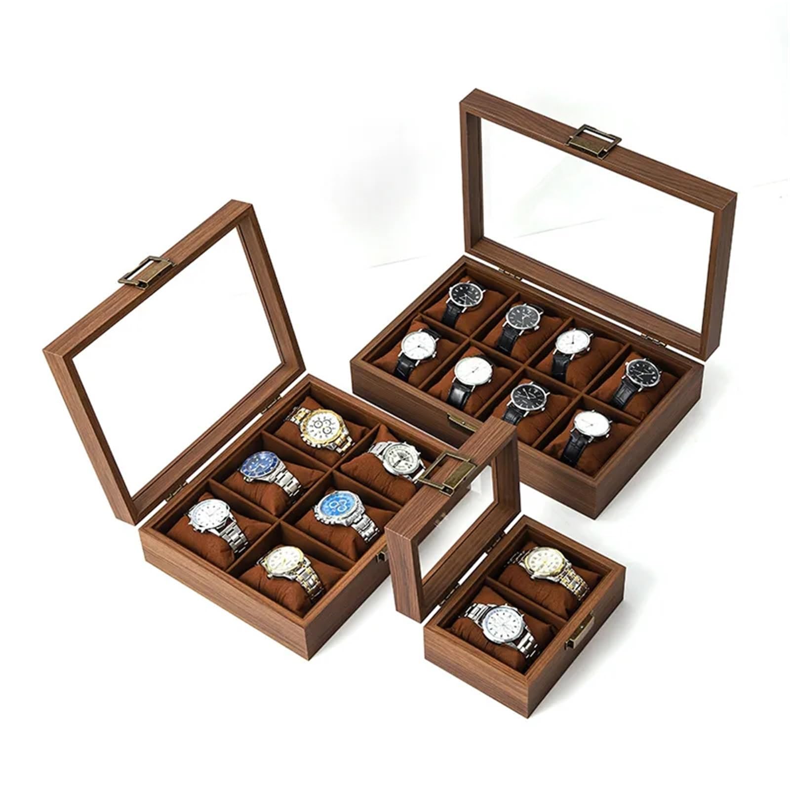 Scatola porta orologi in noce nera da 2/4/6/8 slot