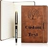 Personalised Text A5 Lined Journal Notebook for Men Women Custom Leather Journal Life Tree Diary Gift to Writing Travel Business Work School College (Personalised notebook - 2)