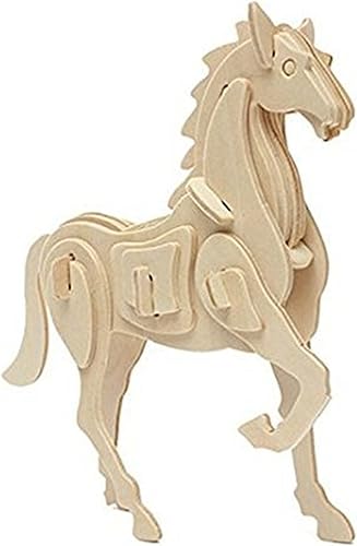 Miniatura 3 de Modelo de construcción de caballos de bricolaje 3D para ensamblar rompecabezas de madera, kit de juguete para niños y adultos