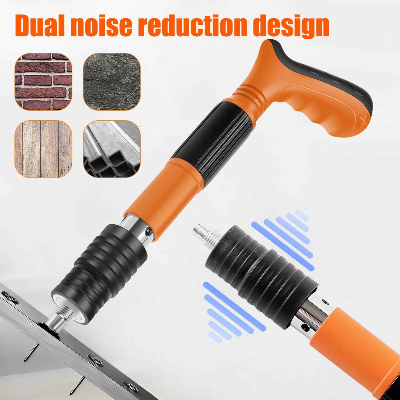 HJJWNDDNG GUANSHANG Mini Nailer Tool Manual Wall Nail Fastening Tool Low Noise Air Nailer Machine Adjustable Cement Wall Nailer Hand Tool Lightweight for Woodworking Decoration KS