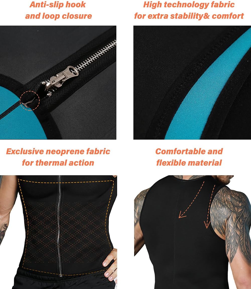 NonEcho Men Sauna Vest Hot Neoprene Sweat Tank Top Waist Trainer Corset Shapewear Slimming Shirt Workout Suit - Image 5