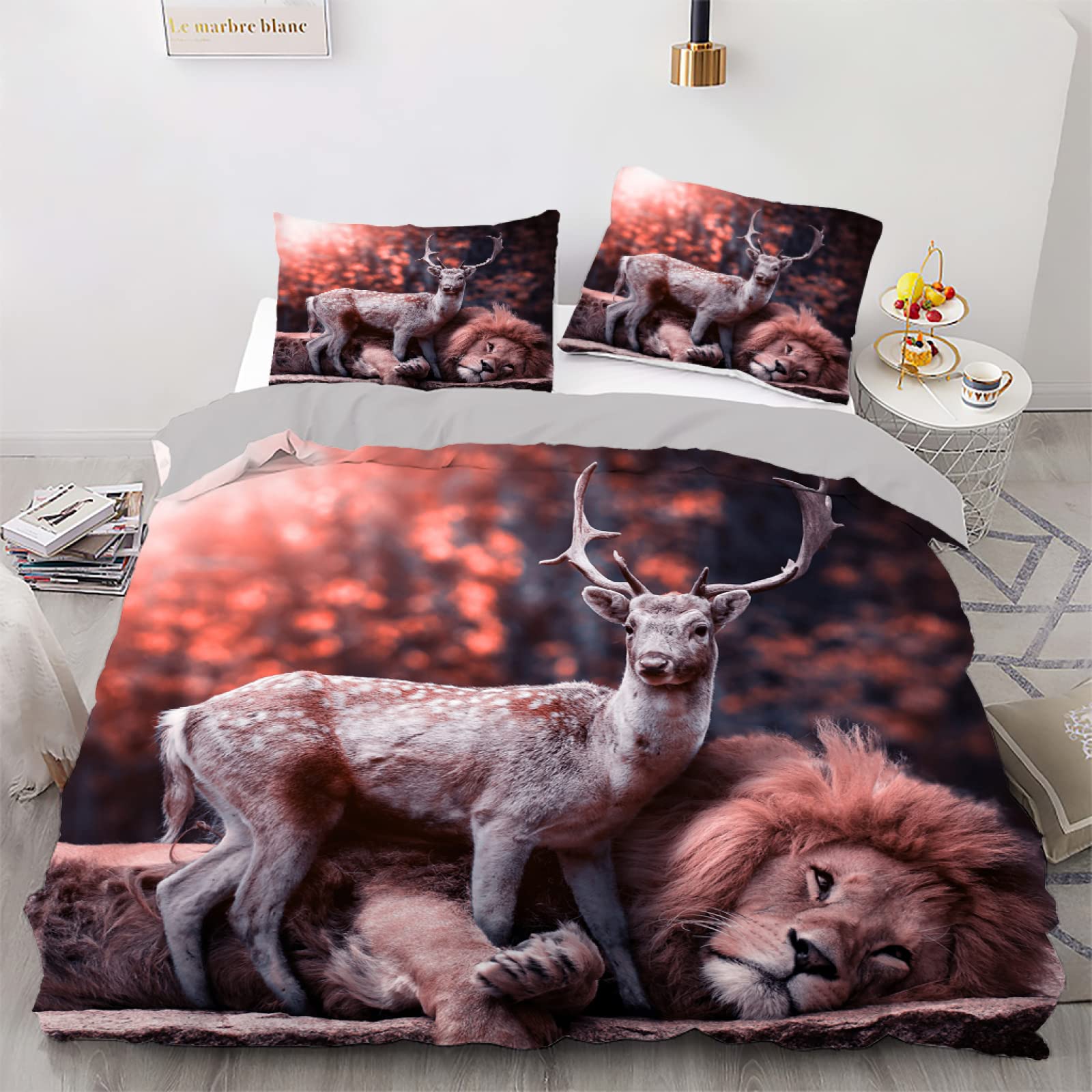 Housse de Couette 160x200 Lion Rouge Vertbaudet avec 2 Taies