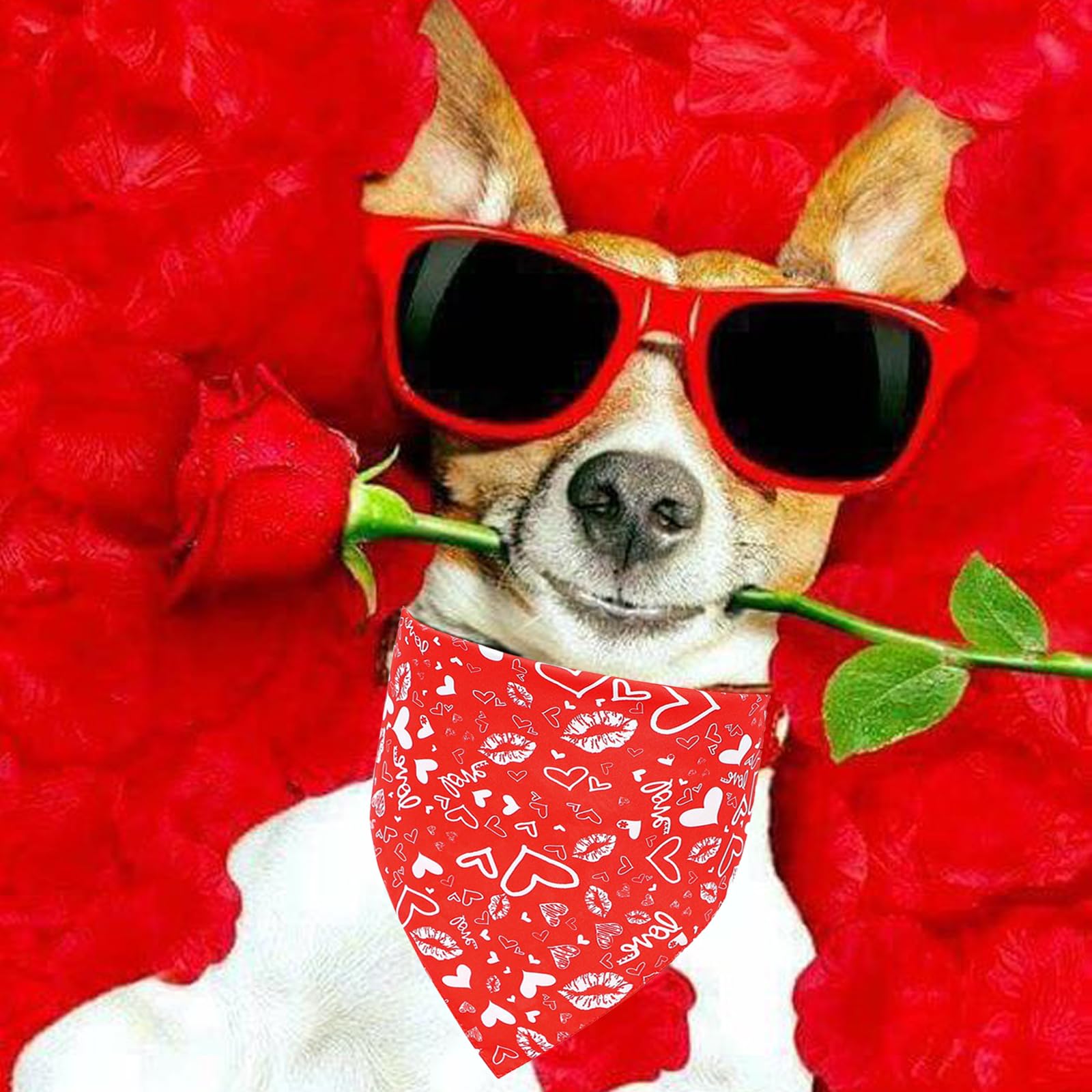 Valentinstag Hundehalstuch – Doppellagig, Wendbar, Herz-Muster | Für Mittelgroße & Große Hunde, Waschbar