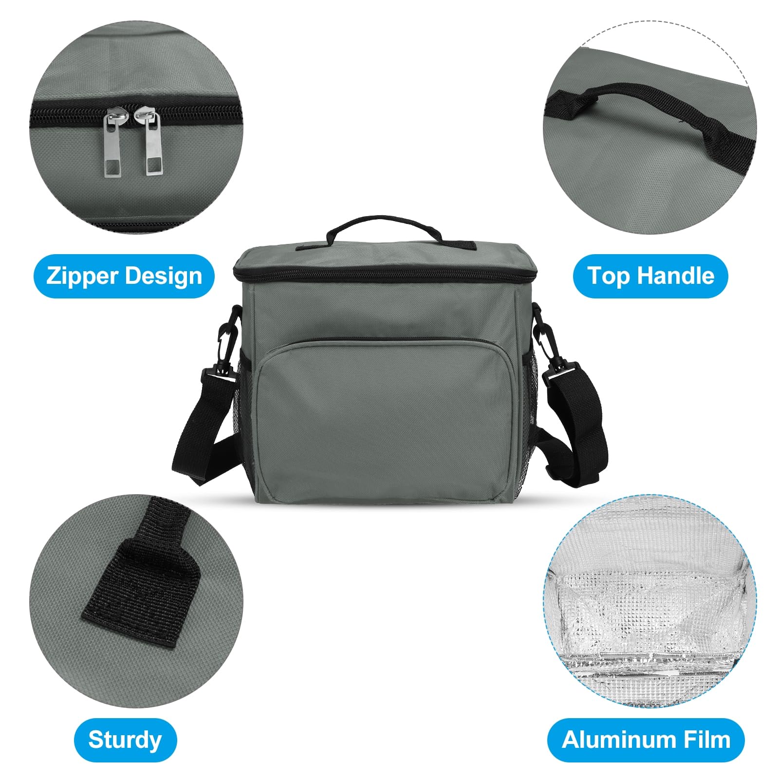 Boîte à déjeuner pour femmes/hommes, 2 pièces, sac à déjeuner isotherme, sac fourre-tout thermique, récipient à déjeuner réutilisable 9,4 x 6,7 x 10,2 pouces pour le travail, pique-nique en plein ai