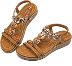 Femmes Plat Sandales Dressy Bohemian Appartements Été Confortable Bracelet de cheville Chaussures de marche en plein air