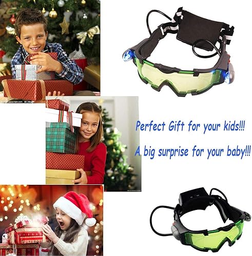 Miniatura 6 de Weahre Gafas de visión nocturna espía, gafas LED ajustables de noche con luces abatibles, lente verde para niños, regalos de Navidad, cumpleaños,