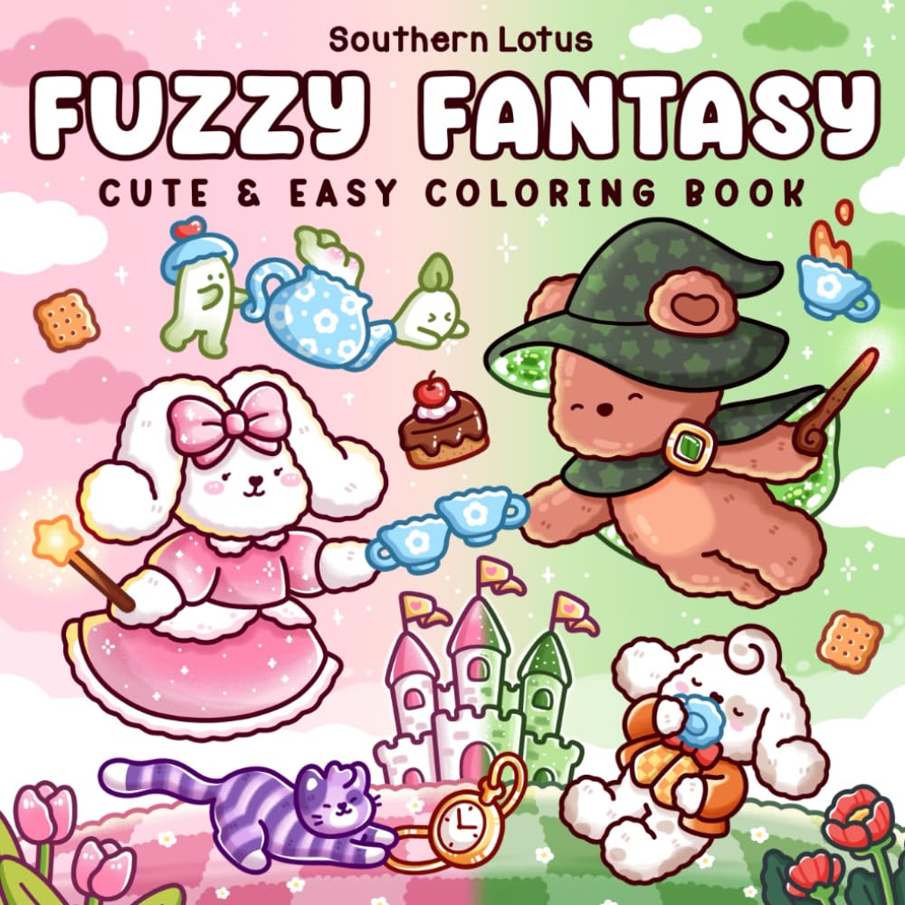 Fuzzy Fantasy: Coloring Book for Adults and Teens Featuring Adorable Animals in Magical and Dreamy Scenes for Stress Relief (Fuzzy Buddies)