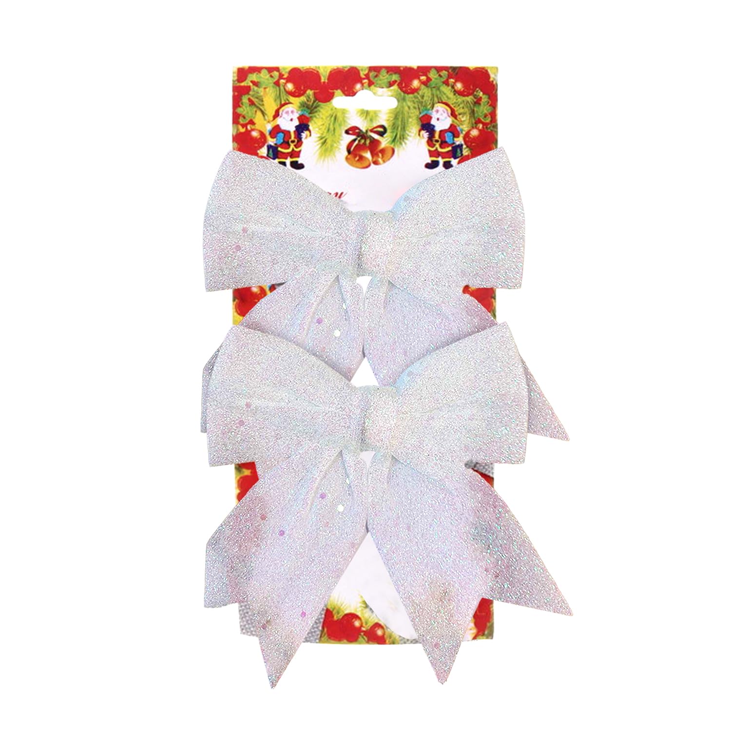Aex 2X White Christmas Tree Bows Large Red Bows For Christmas Tree Decorations Glitter Decorative Bow For Red Christmas Tree Decorations Ornaments Decorations For Home Christmas Party (2X White)