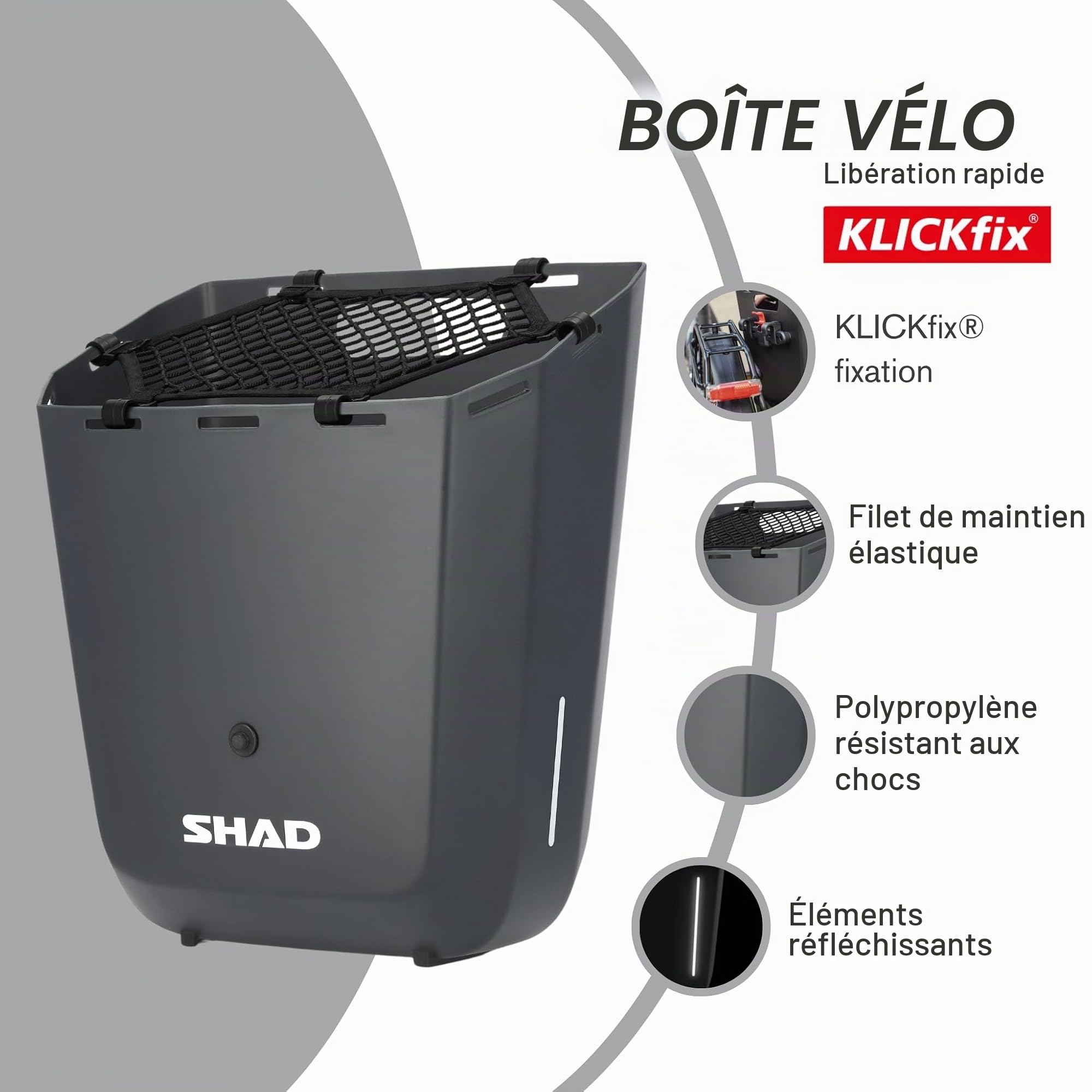 SHAD Bikes Sacoche Velo Arriere Rigide 20L Quick Release – Sacoche Arriere Velo Electrique Fixe KLICKfix resistante aux Chocs et prete pour Un Usage Quotidien