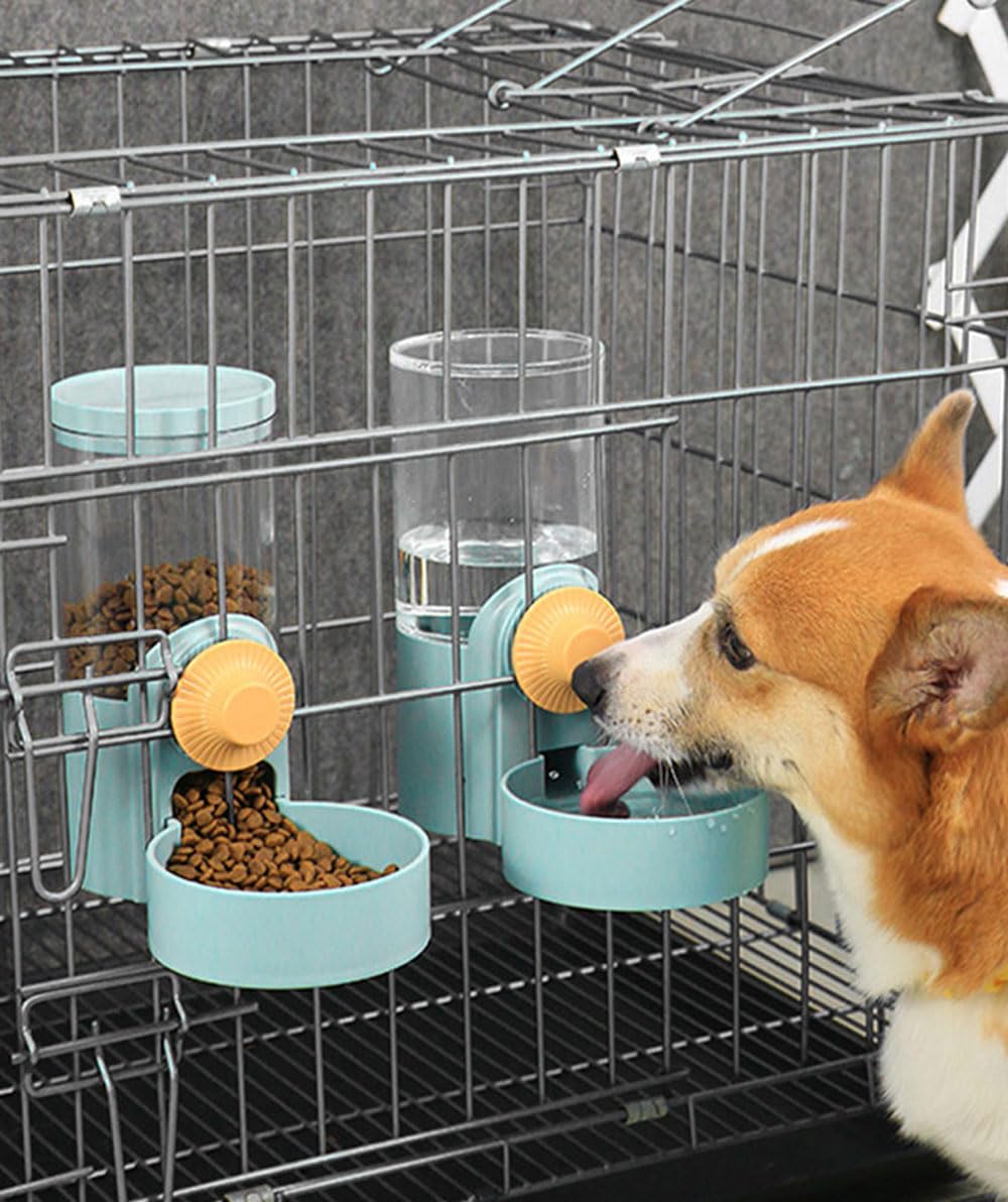 Set di dispenser per acqua per conigli, 1134 g, mangiatoia automatica da appendere, ciotola per acqua per furetti, coniglietti e porcellini d'India, adatto per piccoli animali, distanza tra la griglia
