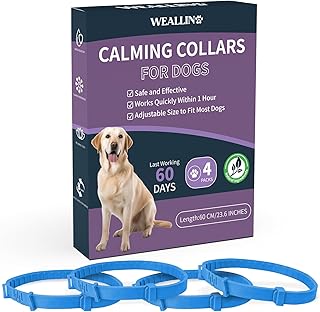WEALLIN Calming Collar for Dogs-4 Packs, Dog Calming Collar Anxiety Relief for Dogs Adjustable, Dog Calming Collar, Pheromone Collar for Dogs with 60 Days Long-Lasting Effect, Blue