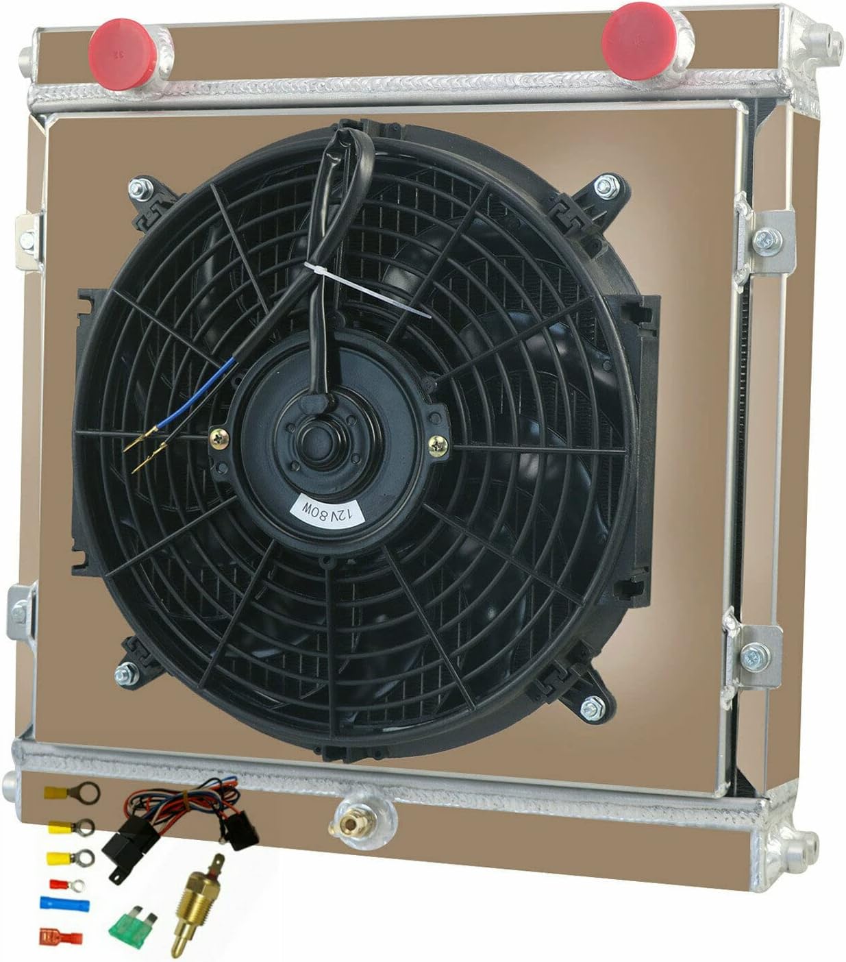 3 Row Aluminum Radiator Shroud Fan Relay For Dragster/Roadster Style Double Pass