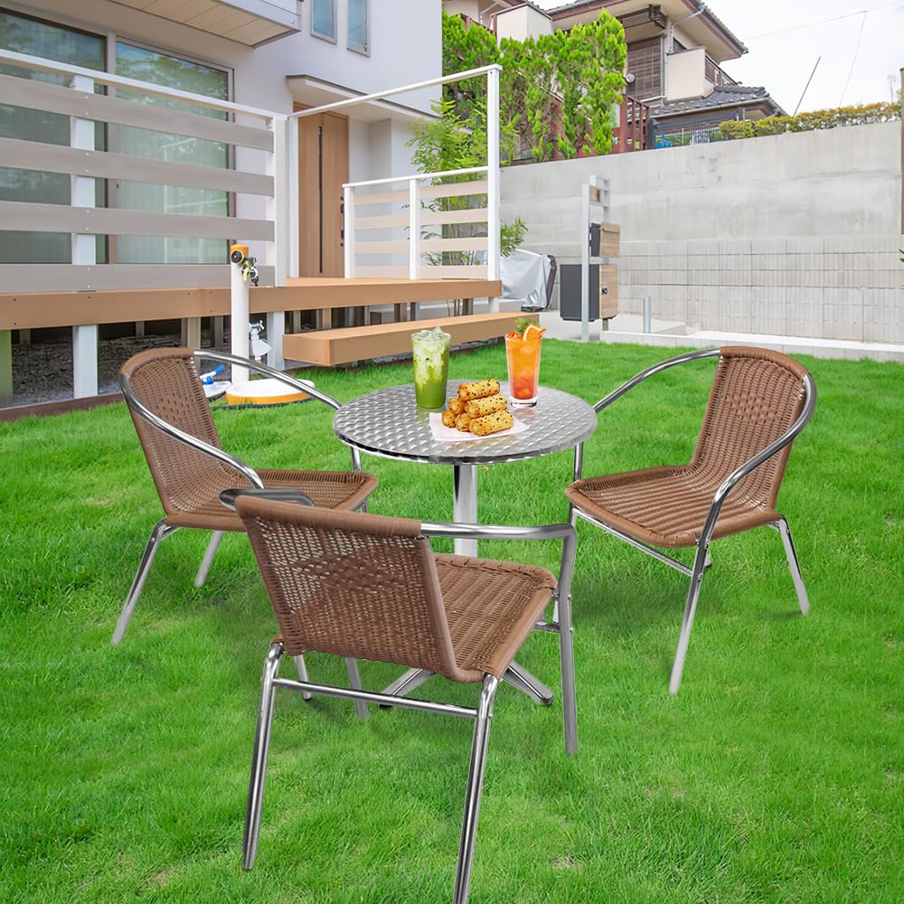 Supfine Tavolo da bar pieghevole rotondo Ø 60 cm, altezza regolabile 70 cm / 110 cm, 2 in 1 tavolo alto in alluminio INOX mangia in piedi tavolo da festa (argento - rotondo, 60 x 60 x 70/110 cm)