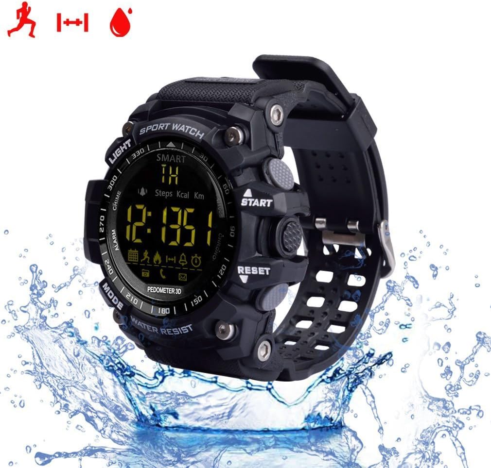 Heart Rate Fitness Tracker Smarts Bracelet Sports Watches Outdoor Waterproof IP67 Multifunction Bluetooth fashion EX16 Watch with Android and IOS Smartphones(Black)